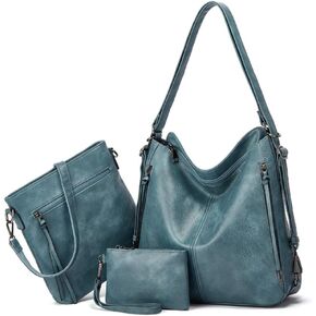 Hobo Tote Counter Bag Pounds 3pcs للنساء Pu Retro Backback Backbag Protbag Satchel Wallet