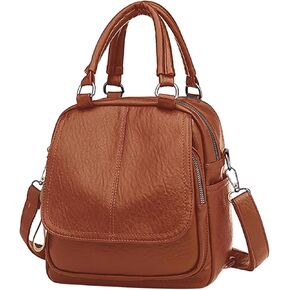 PORRASSO Backpack Purse Women Crossbody Bag Ladies Small Rucksack PU Waterproof Shoulder Bag Handbag Daypack for Travel Shopping Dating Green