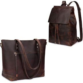 S-Zone Women Leature Leather Tote Back Back Bundle With With Backpack Presh