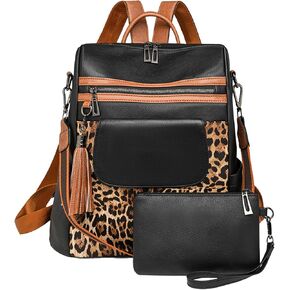 Womens Backpack Purse Vegan Leather Large Travel Backpack College Shoulder Bag with Tassel(Brown)
