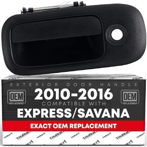 Exterior Rear Passenger Sliding Door Handle - Compatible with 2010-2014 Chevrolet Express 1500, 10-18 Express 2500, 10-18 Express 2500 - Textured Black, W/ Keyhole - OEM 23356069, 25989401, 84084710