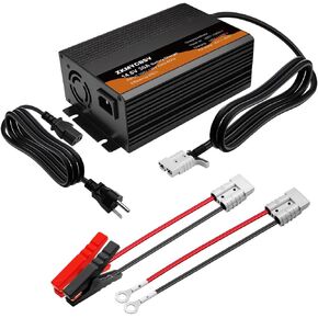 29.2V 20A LiFePO4 Battery Charger, 24 Volt LiFePO4 Battery Charger with LED Indicators, Bulit-in Cooling Fan, Multi Safety Protections, Support Fast Charging, Suitable for Trailer RV SUV Boats
