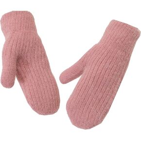 IZUS Cold-Weather Thick-Knit-Mittens for Women Winter-Spring-Warm Outdoor-Sport Acrylic-Wool Crochet-Cable-Gloves