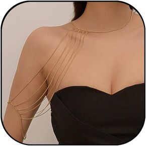 Layered Tassel Shoulder Chain for Women Shoulder Body Chain Festival Upper Arm Bracelet Necklace Summer Beach Punk Bikini Bridal Wedding Body Chain Jewelry