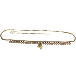 Duel on Jewel Indian Women's Weist Belly Hip Belt (Kamarbandh) مع أحجار الزركون ، وحلي لؤلؤة ، وأطوال قابلة للتعديل ، والزفاف الزفاف dandiya رقصة الحفلات المجوهرات