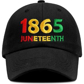 Juneteenth 1865 Hat,Juneteenth Gifts,Adjustable Embroidered African American Baseball Cap for Women Men Black