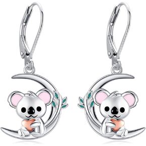 Koala Earrings 925 Sterling Silver Koala Dangle Drop Earrings Animal Earrings Cute Koala Jewelry Gift for Women