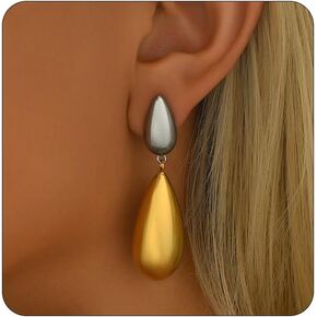 Gold Chunky Earrings for Women 18K Gold Plated Waterdrop Earrings Hypoallergenic Lightweight Teardrop Drop Dangle Earrings Fashion Jewelry