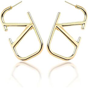 Luxury Gold V-Shaped Geometric Earrings Women Letter V Hypoallergenic Earrings Dangle Earrings Lightweight Alphabet