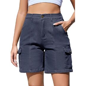 Women Stretchy Bermuda Shorts High Waisted Jean Shorts for Women Summer Cargo Shorts 7 Inch Inseam Jorts