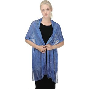 Women Metallic Shawl for Evening Dresses, Lightweight Wrap Scarf for Weddings and Special Occasions