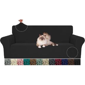 JIVINER Sofa Slipcover, Stretch 1 Piece Couch Covers for 3 Cushion Couch Jacquard Washable Sofa Covers with Elastic Bottom Anti Slip Pet Friendly 3 Seater Slipcovers (Sofa, Dark Gray)