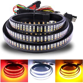 LivTee Truck Tailgate Light Bar 48" LED Strip with Red Running Brake White Reverse Sequential Amber Turning Signals Strobe Lights, Car Truck Accessories for Men - IP68 Waterproof
