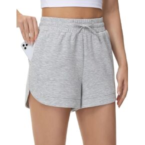 THE GYM PEOPLE Women's Drawstring Sweat Shorts Soft Comfy Dolphin Workout Running Lounge Shorts with Pockets