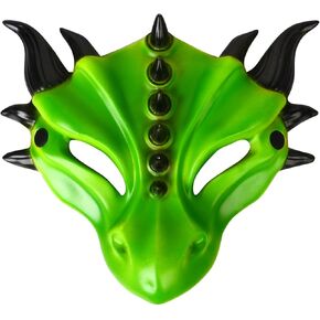 Voyiparty Dragon Mask With Horns, Halloween Half Face Mask, Masquerade Mask For Party Costume Cosplay Dress Up