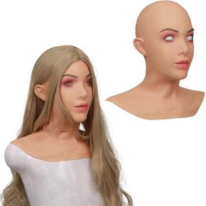 Silicone Mask Realistic Female Mask Beauty Face With Neck for Halloween Crossdresser Cosplay