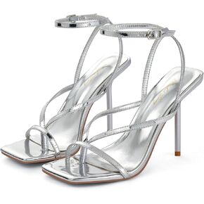 Elisabet Tang Women's Thong Heeled Open Toe Ankle Buckle Strap Heeled Sandals Stylish Dress Shoes