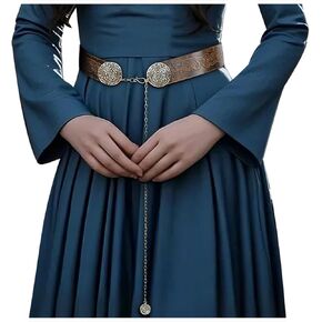 L'VOW Viking Belt Women Renaissance Leather Belt for Dresses LARP Medieval Accessories