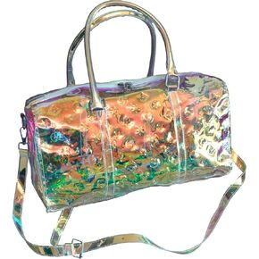 AROKH Duffel Bag, Holographic PVC Travel Beach Gym Handbag, Waterproof, Spacious Main Compartment, Adjustable Shoulder Strap, 35L, Women