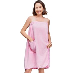 Women Bath Wrap Towel Robe after Shower Knee Length Spa Towels for Body Adjustable Snap Closure