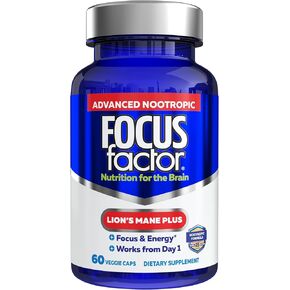 عامل التركيز Lions Mane Plus ، nootropic المتقدم مع L-theanine ، الكافيين ، التركيز والطاقة (60 عدد)