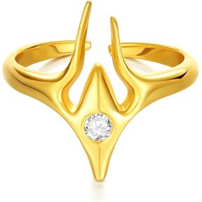 Cicy Bell 18k Gold Plated Rings for Women Personalized Irregular Horn Cubic Zirconia Open Adjustable Stackable Rings Jewerly Gifts