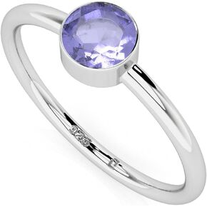 Natural Tanzanite Stackable Ring for Women in Sterling Silver, December Birthstone Jewelry Gifts for Her (Round, Oval, Pear)