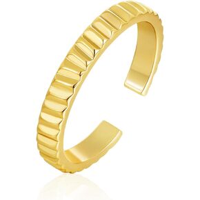 Keloris Path Rings Gold Rings for Women ، 14K Gold Plated Flated Twisted Open Wave Thin Ridbed Finger Band Band Ring Dainty Jewts
