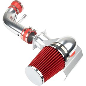 Cold Air Intake Filters System Kits Fit for Must-ang 96-04 1996 1997 1998 1999 2000 2001 2002 2003 2004 with 4.6L V8, 3" & 3.5" High Flow Red Aluminum