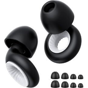 Ear Plugs for Sleeping, 35dB Noise Cancelling Reusable Silicone Earplugs for Snoring, Travel, Concerts, Swimming, Studying, Work – 4 Sizes Included (White)
