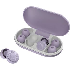 Ear Plugs for Noise Reduction, Reusable Silicone Earplugs for Sleeping, Concerts, Shooting, Travel, Work - Comfortable, Portable with Earplug Case, Noise Cancelling Earbuds for Sleep, Pale Purple