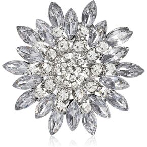 Exquisite Crystal Flower Corsage Women's Wedding Corsage Bouquet Brooch Pin Clear Crystal Brooch Rhinestone Floral Lapel Pins Clip Badges Brooches Pins for Women