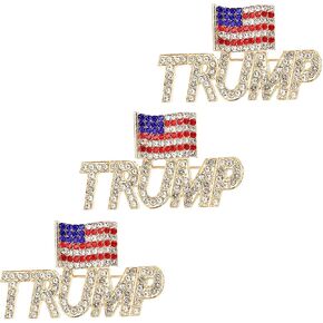 Trump Pin - Trump Maga Merchandise Crystal Trump Brooch with US Flag - Commemorating 2024 Presidential Election Trump Merchandise