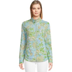 Lilly Pulitzer Women's Leona UPF 50+ Zip-Up, Fresh Water Blue Sunbathers Bliss