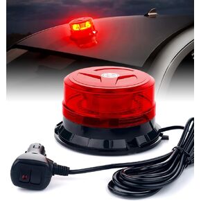 Lumenix LED ROOFTOP MINI Strobe Beacon Light Magnetic and Screw Rotating Roalning Lights Flashing Forklift Lights for Security Patrol Tower Tructs Snow Plows Postal Mail ATV- UTV- White Amber