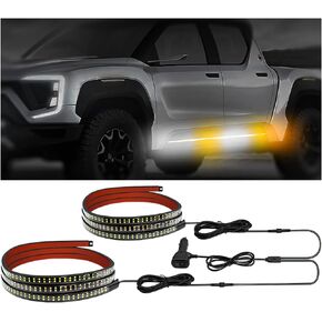 BESULEN 2PCS CAR CAR STROBE LIGHTS STRIPE ، 70 بوصة LED مركبة تشغيل لوحة مرنة مصابيح مرنة ، تلقائي وميض تحذير الأضواء سلامة الجانب السلامة ، عالمي لمعظم السيارات (بيضاء)