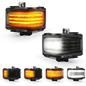 litzland LED Side Mirror Lights 3 Function Compatible with Ford F250/F350/F450 Super Duty 2017-2020 Amber Sequential Turn Signal Light &White Parking/Backup Light