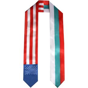 Bulgaria National & USA Flag Terguation Stole Sash Sash Double -Side Dountern Student Decoration Decoration Gift (183x15cm)