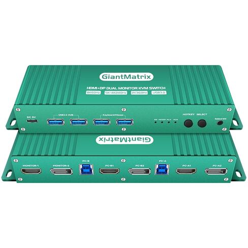 HDMI 2.1 kvm Switch 2 Monitor 2 Computers 4k 144hz 2 pc 2 Monitor hdmi kvm Switch 4k 144hz hdmi kvm Switch 2 in 2 Out 4k 144hz Hdmi kvm 1440p 120hz 144hz 165hz 240hz FreeSync G-SYNC GiantMatrix in Saudi Arabia