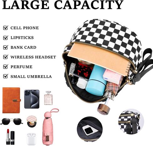 Spacious Checkered Crossbody Bum Bag，Nylon Crossbody Bag with Adjustable Strap for Women，Checkered Purse, Fanny Pack in Saudi Arabia