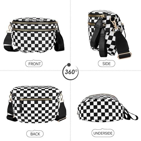 Spacious Checkered Crossbody Bum Bag，Nylon Crossbody Bag with Adjustable Strap for Women，Checkered Purse, Fanny Pack in Saudi Arabia