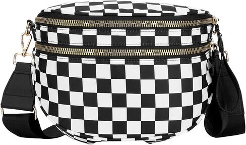Spacious Checkered Crossbody Bum Bag，Nylon Crossbody Bag with Adjustable Strap for Women，Checkered Purse, Fanny Pack in Saudi Arabia