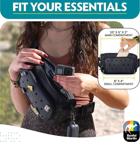 Fanny Pack for Women, Men, Teens – Insulated Waist Bag with Charms Customization Panel – Adjustable Hip Pack for Travel, Hiking, Gym – Fashion Fanny Pack Crossbody (Black) in Saudi Arabia