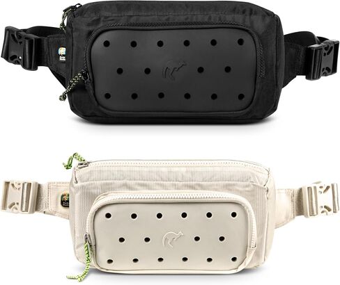 Fanny Pack for Women, Men, Teens – Insulated Waist Bag with Charms Customization Panel – Adjustable Hip Pack for Travel, Hiking, Gym – Fashion Fanny Pack Crossbody (Black) in Saudi Arabia