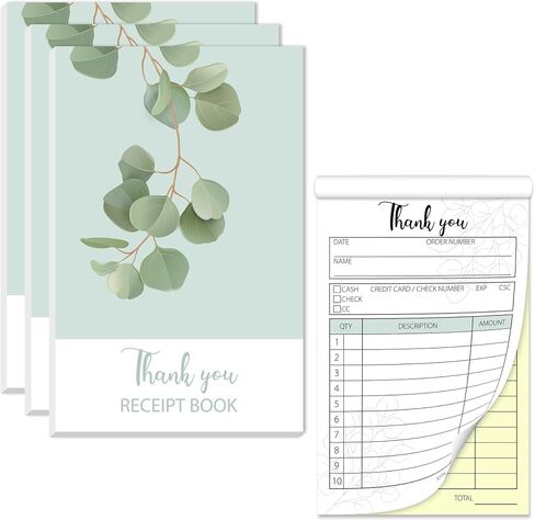 3Pcs Thank you receipt book Colored carbon free order book Receipt invoice pad Purchase receipt book for small business which can use in Store Warehouse Office Restaurant （50 sets) in Saudi Arabia