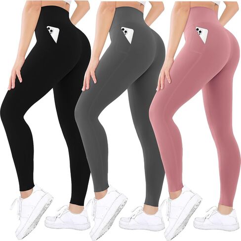 Diravo 3 pack leggings leggings للنساء ، لباس ضيق زبداني سراويل مكافحة بطن ناعمة مبطنة Legging Legging for Yoga Workout Athletic in Kuwait