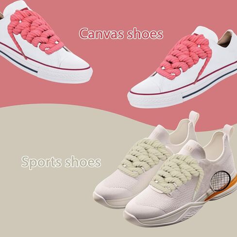 2 Pairs Thick Rope Shoe Laces, 62.9 Inch Thick Rope Round Shoelaces, Soft and Strong, Fashionable and Trendy, Suitable for Men's and Women's Sports Shoes(Pink + Beige) in Saudi Arabia
