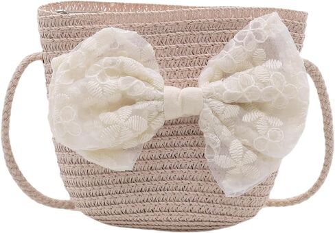 Ampossto Bow Straw Bag for Girls Little Girls Small Crossbody Purse Toddler Girls Presal Prester in Kuwait