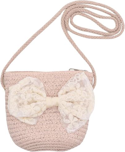 Ampossto Bow Straw Bag for Girls Little Girls Small Crossbody Purse Toddler Girls Presal Prester in Kuwait
