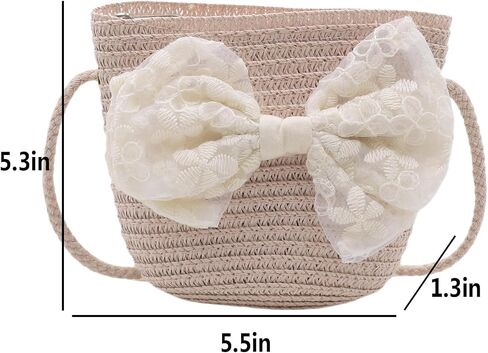 Ampossto Bow Straw Bag for Girls Little Girls Small Crossbody Purse Toddler Girls Presal Prester in Kuwait